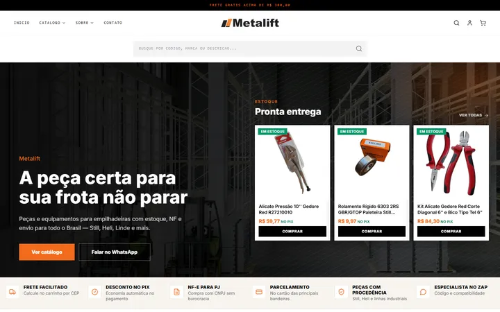Site de Metalift desenvolvido pela M2Z